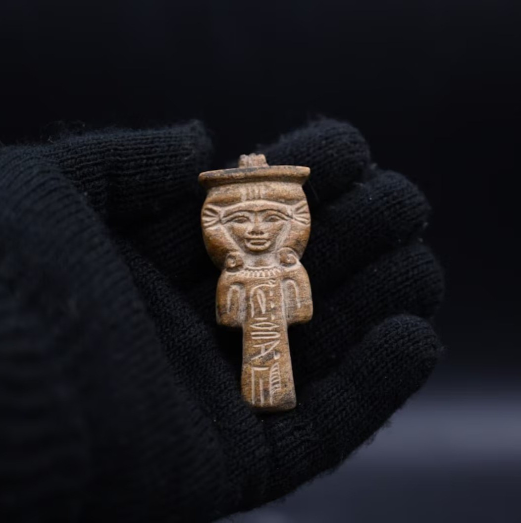 Authentic Ancient Egyptian Antiquities Rare Stone Amulet For Hathor Egyptian BC