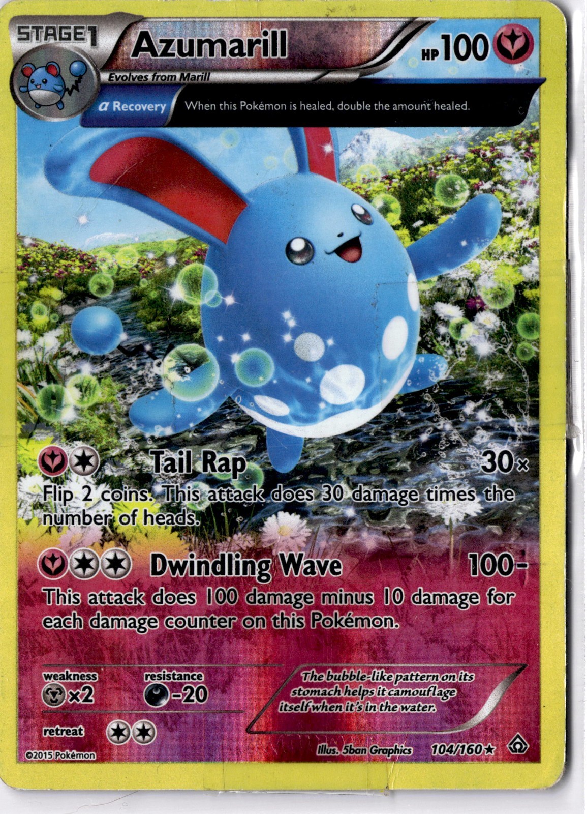 Azumarill 104/160 Holo DMG/TAPE Pokemon Card