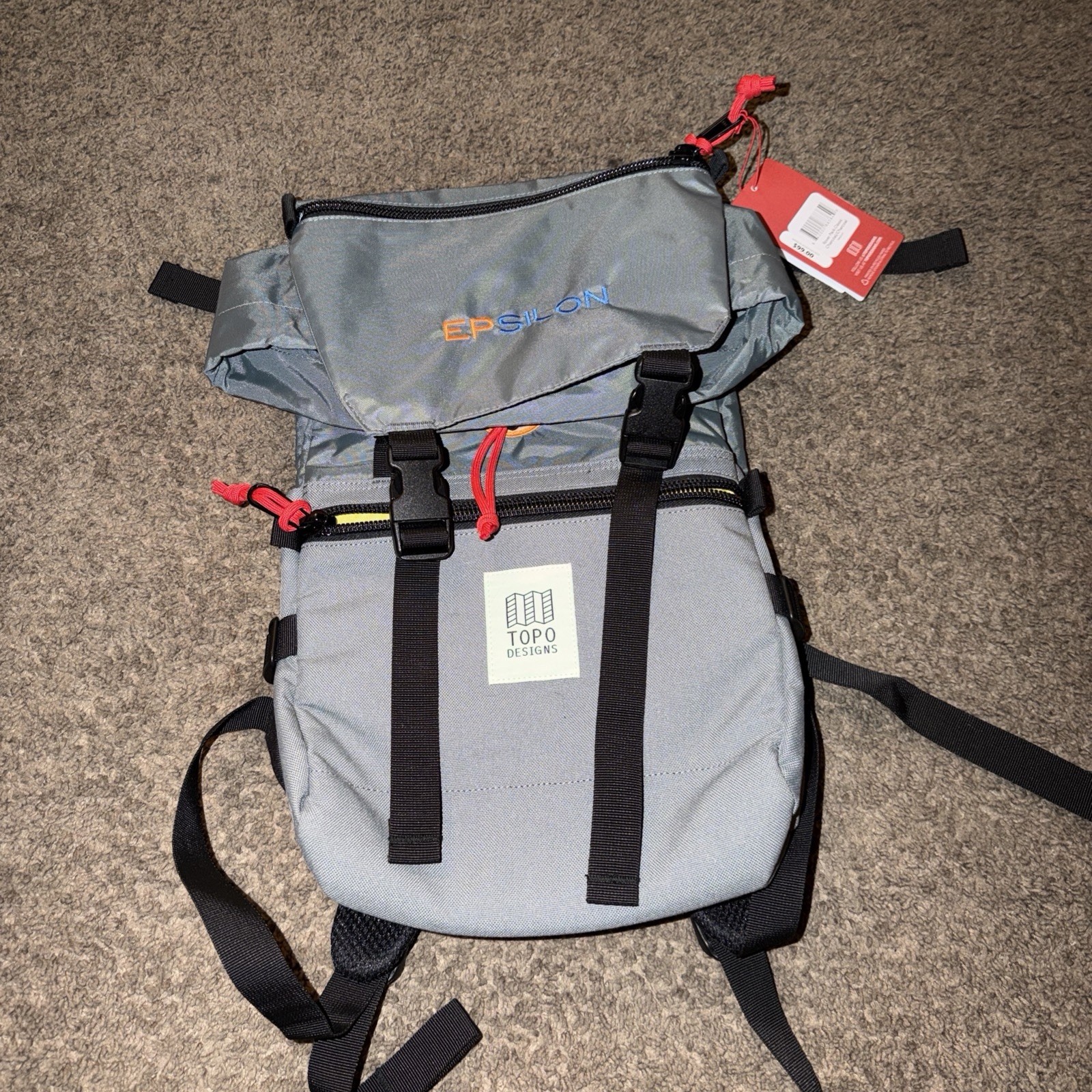NWT Topo Designs Rover Pack Classic Backpack 20L Gray Red Epsilon Corporate NWT Topo Designs Rover Pack Classic Backpack 20L Gray Red Epsilon Corporate