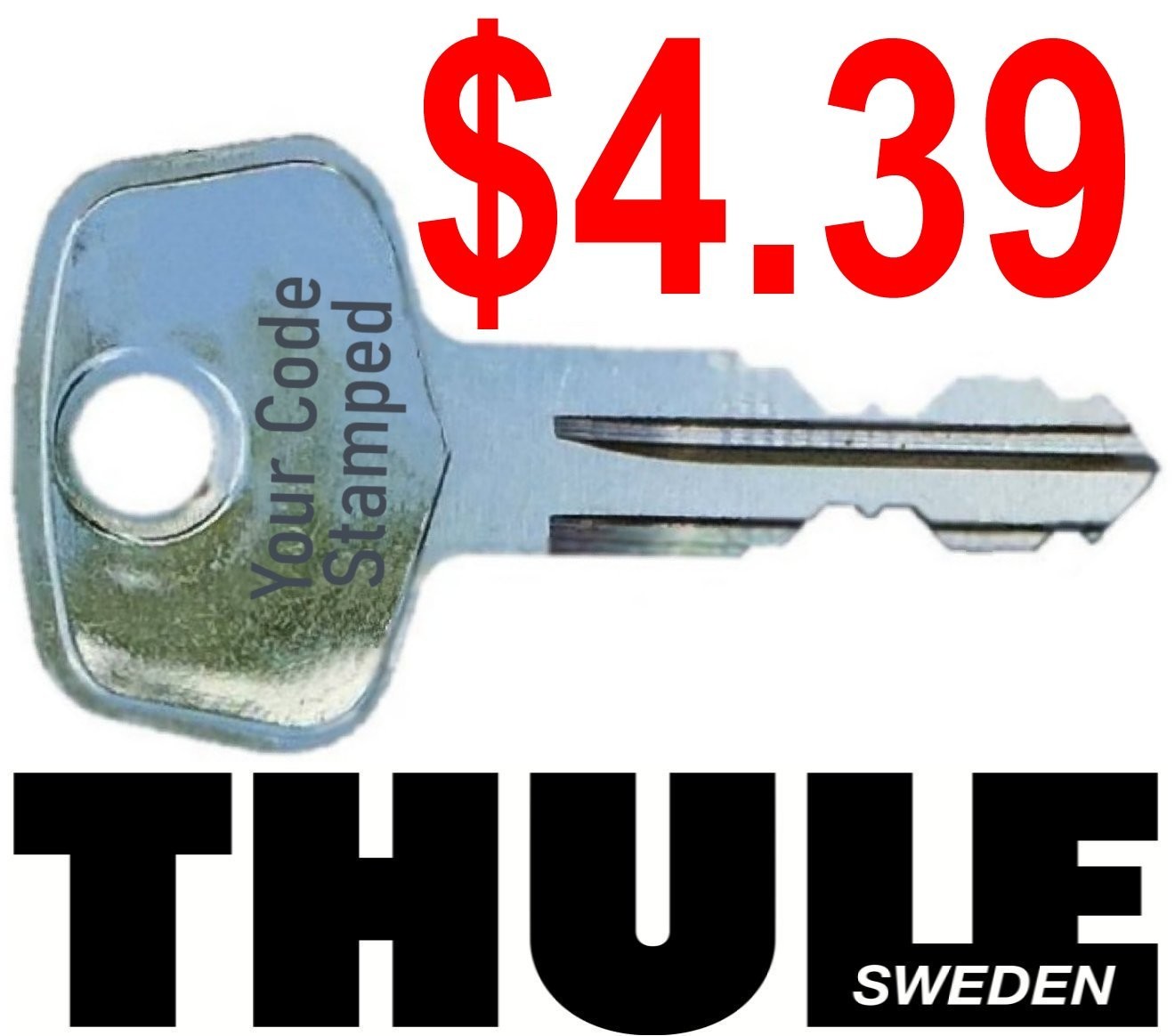 1 THULE Replacement Key Ski Roof Car Rack Lock Bicycle Hauler Carrier Surf Kayak