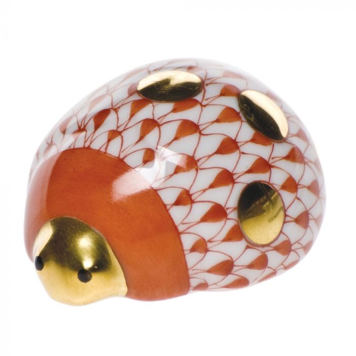 HEREND, LUCKY LADYBUG, RUST FISHNET,  #VH-15064,   BRAND NEW, MINT & BOX