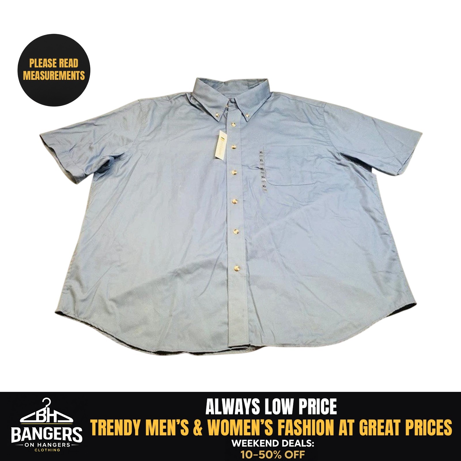 NWT Croft & Barrow Button Down Shirt Mens XL Blue Short Sleeve Wrinkle Resistant
