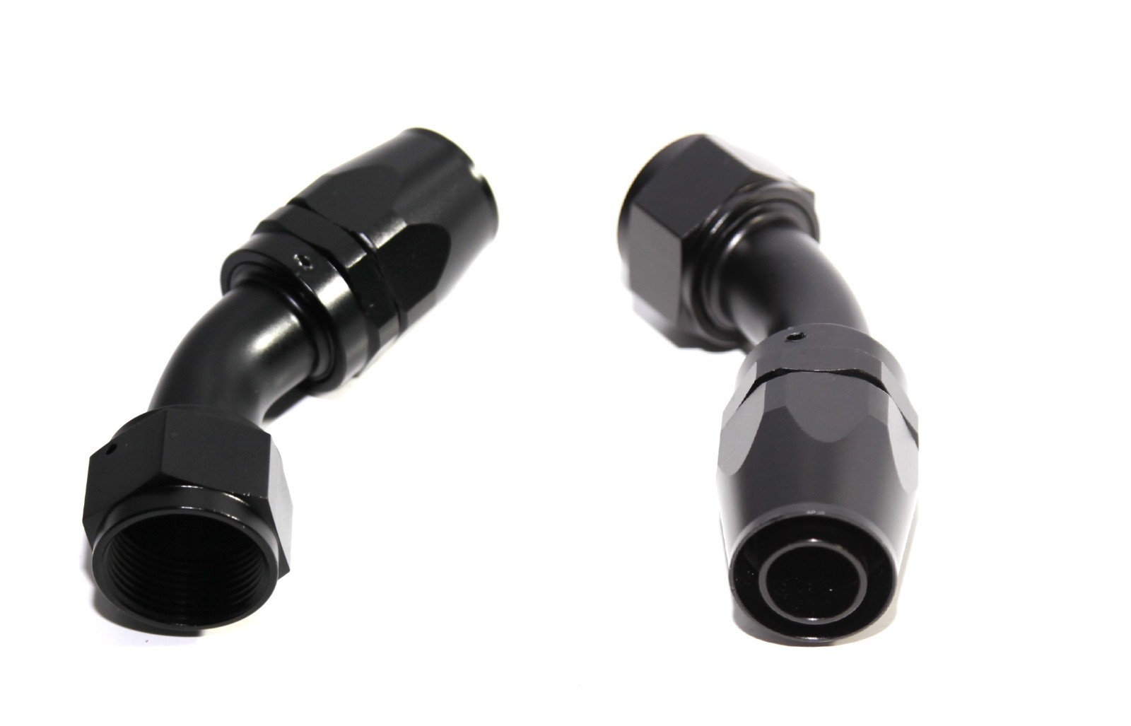 2pc BLACK -16AN AN16 45 Degree Swivel Oil/Fuel/Gas Line Hose End Fitting Adapter