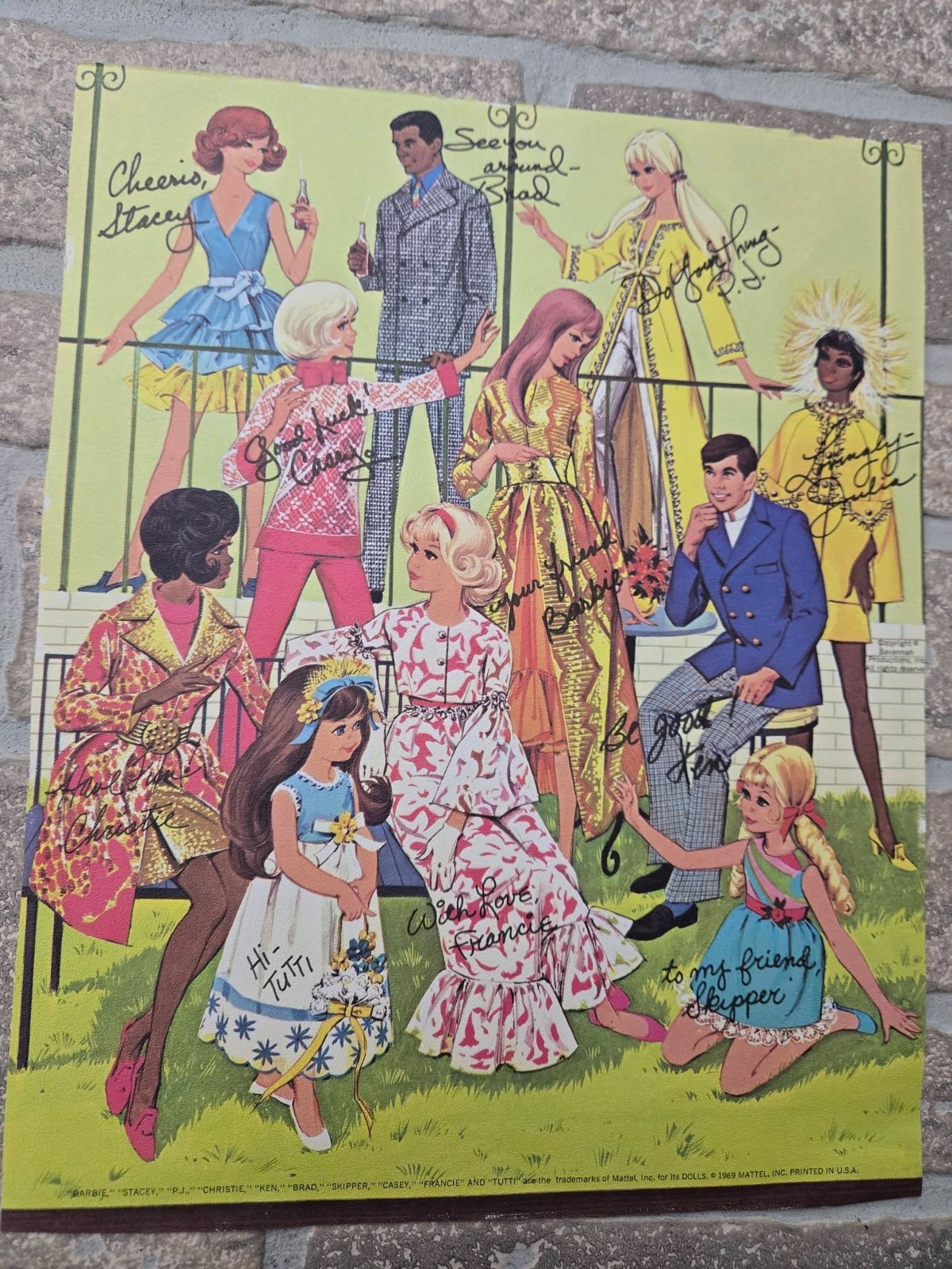 Vintage 8X10 Barbie and friends poster from 1969 CLUB ITEM