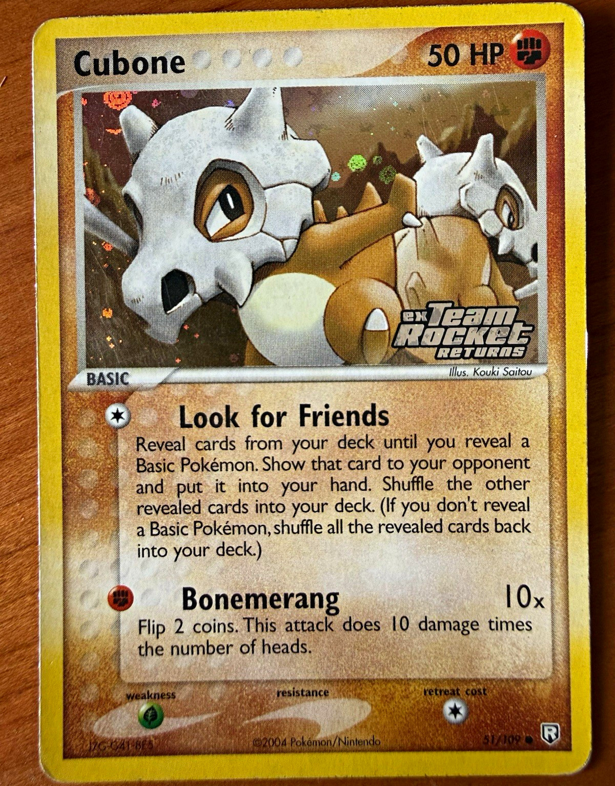 Cubone 51/109 Reverse Holo Stamped EX Team Rocket Returns 2004 Pokemon Card Cubone 51/109 Reverse Holo Stamped EX Team Rocket Returns 2004 Pokemon Card