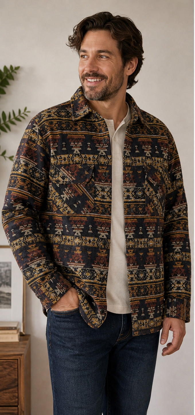 Jachs New York Men Heritge Jacket Aztec Tapestry Jacquard Colorful Cowboy Size L Jachs New York Men Heritge Jacket Aztec Tapestry Jacquard Colorful Cowboy Size L