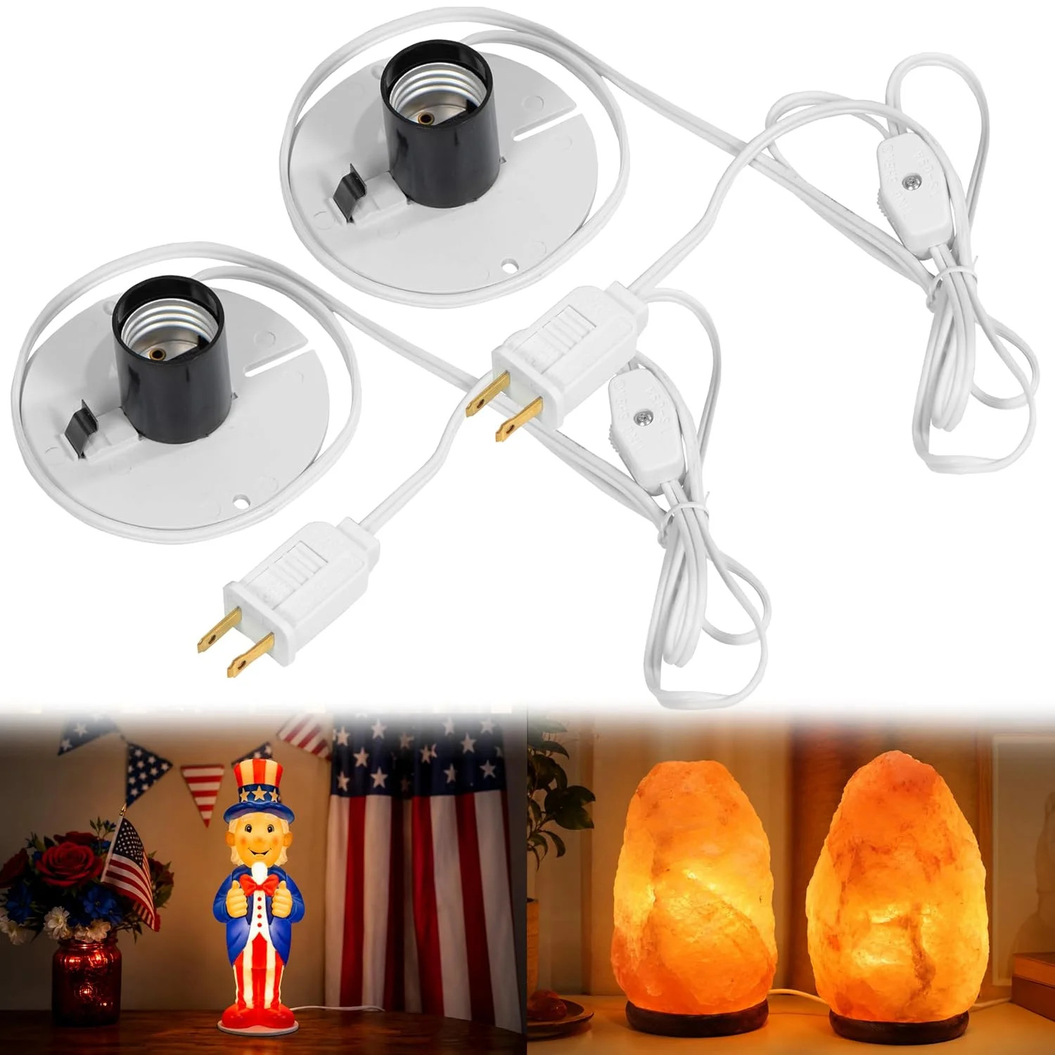 Blow Mold Light Kit Replacement with Switch, E26/E27 Cord with Two Fuse for Hima