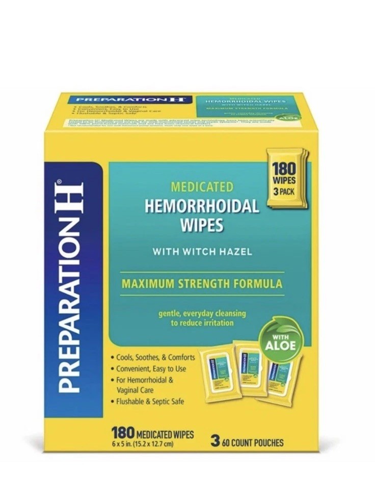 Preparation H Hemorrhoid Wipes with Witch Hazel, 180 ct.