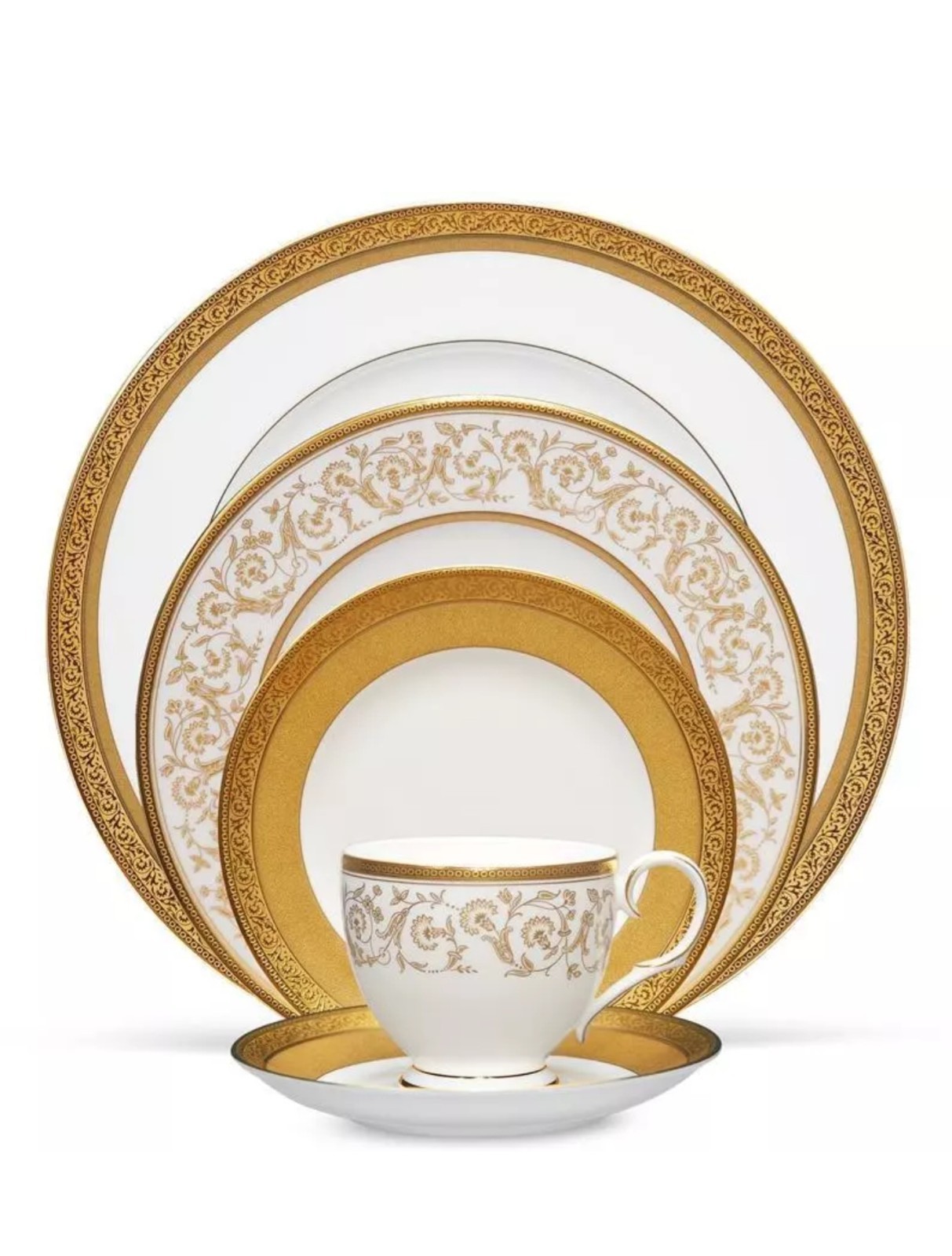 Noritake Summit Gold Bone China 5 Piece Place Setting Dinnerware Gold Trim New Noritake Summit Gold Bone China 5 Piece Place Setting Dinnerware Gold Trim New