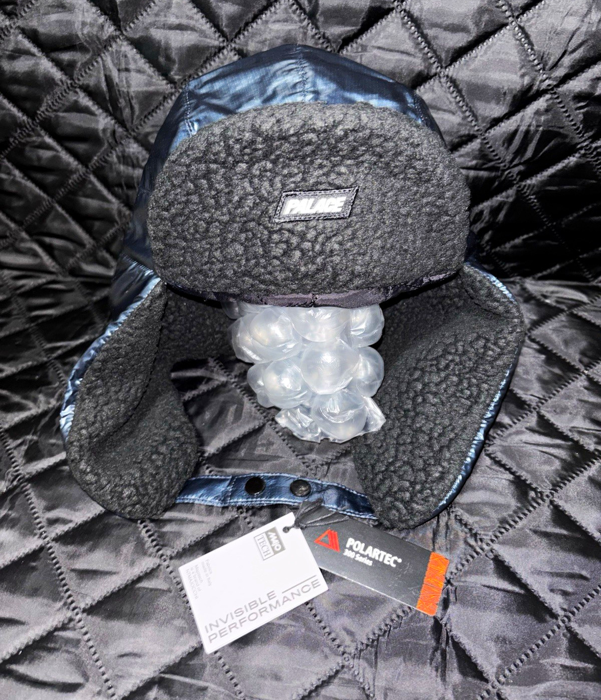 Palace Polartec Ear Flap Trapper Hat, Solid Blue/Gray, Unisex Adults S/M