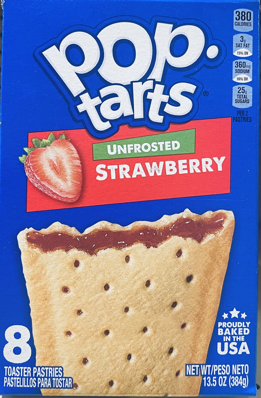 Kellogg\'s Pop Tarts UNFROSTED STRAWBERRY Toaster Pastries 8 Count 13.5 oz Box
