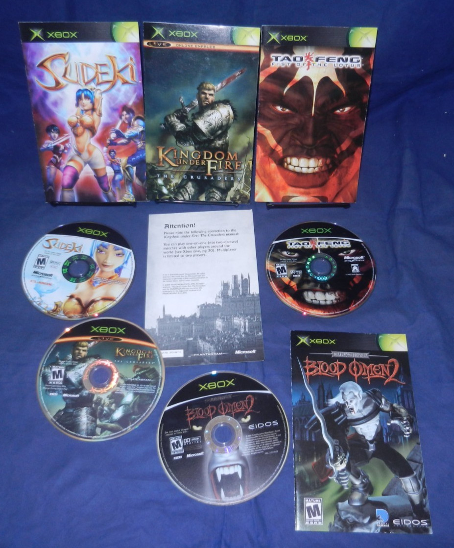 Xbox; Sudeki, Kingdom Under Fire Crusaders, Tao Feng Fist of Lotus, Blood Omen 2