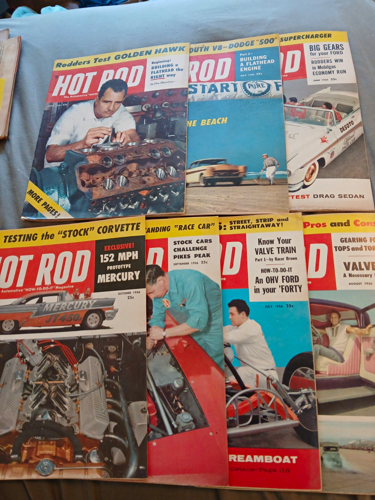 vintage Hot Rod Magazine Lot 7 Issues 1956 Apr May Jun Jul Aug Sep Oct 