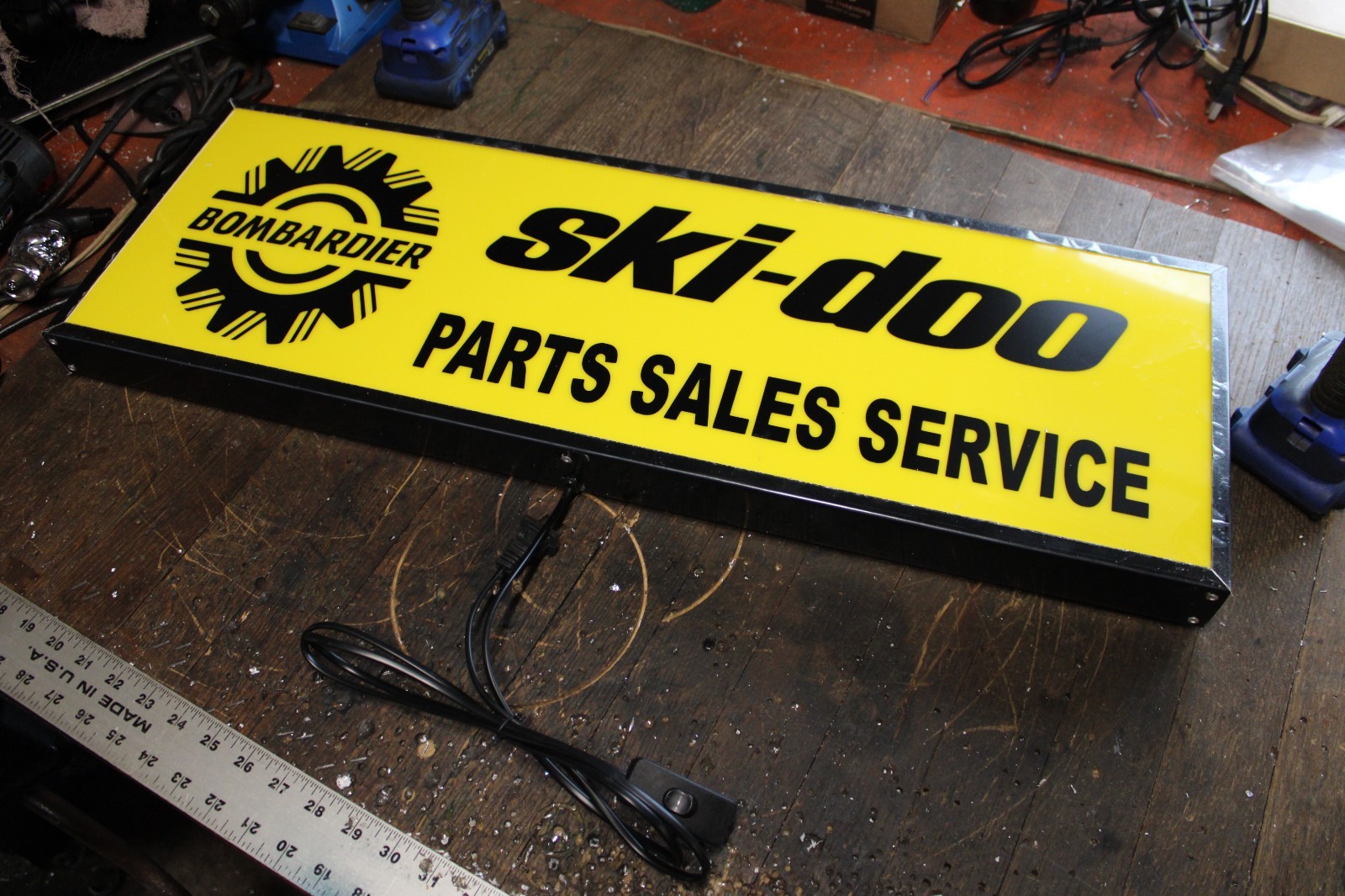 Ski Doo Parts Sales Service lighted sign 30x10x3 inch deep