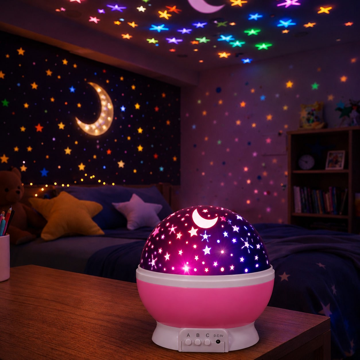 Kids Star Projector Night Light 360° Rotating 12 Colors USB Nebula Lamp