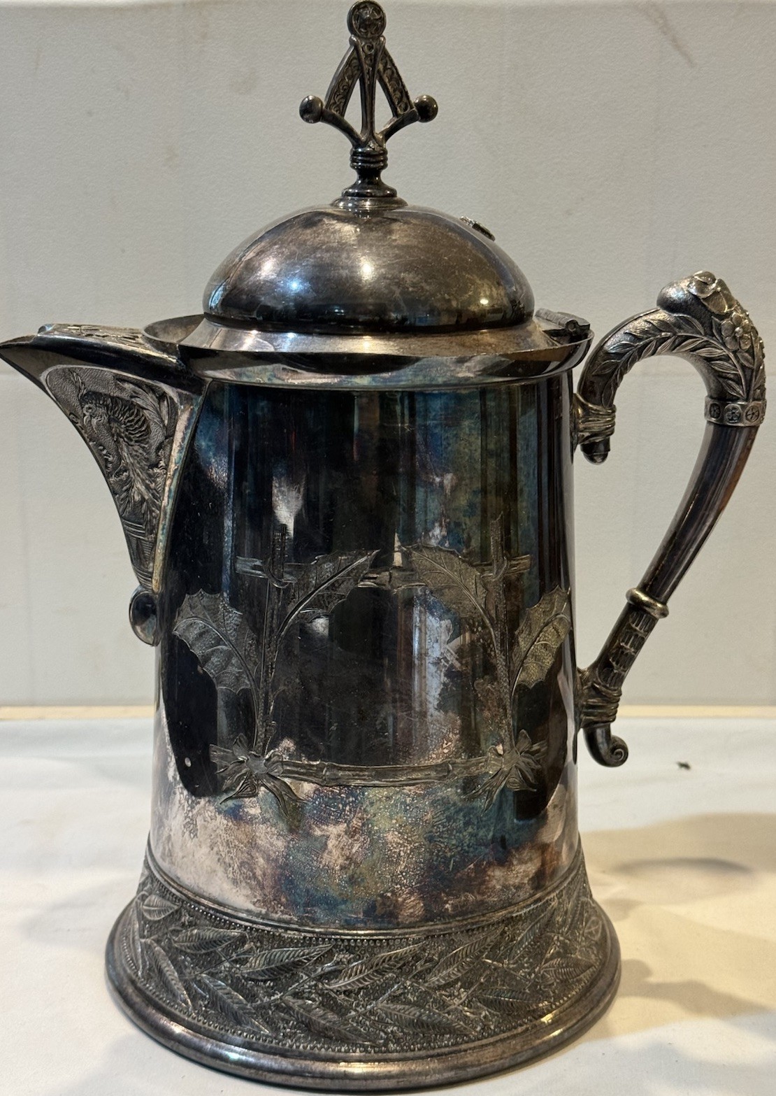 Unique Antique Pairpoint Mfg Quadruple Plated Engraved Coffee Tea Pot c. 1880