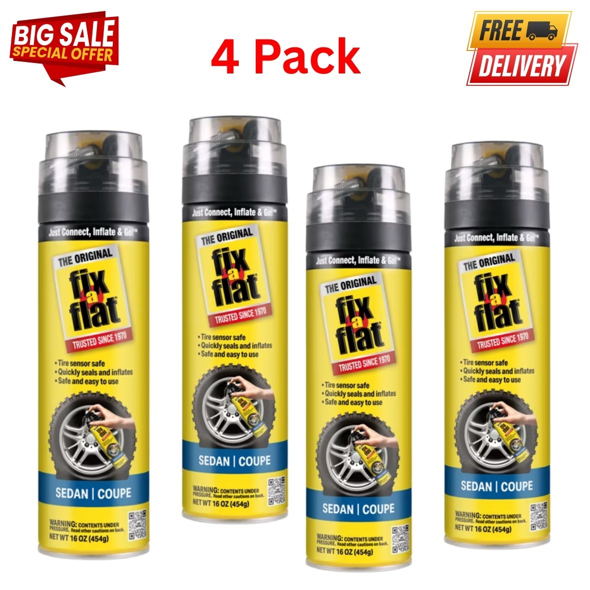Fix-A-Flat S60420 Aerosol Emergency Flat Tire Repair and Inflator All Cars 4pack Fix-A-Flat S60420 Aerosol Emergency Flat Tire Repair and Inflator All Cars 4pack
