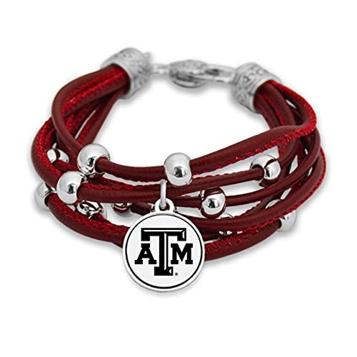 Texas A&M Aggies Leather Strand Bracelet with Logo and Lobster Clasp
