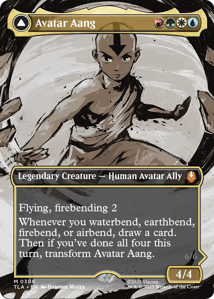 x1 Avatar Aang // Aang, Master of Elements TLA MTG 308 BORDERLESS MYTHIC 1x