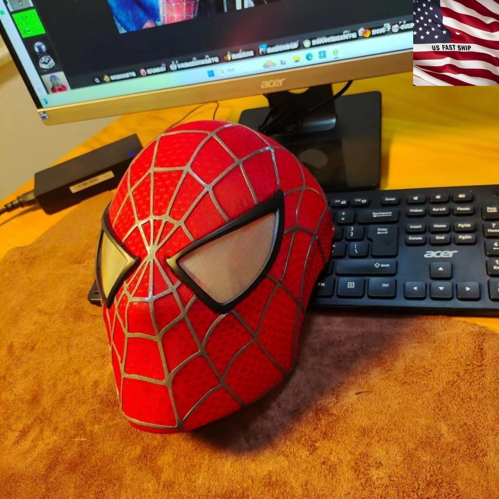 Spiderman Tobey Maguire Hood Mask 3D Headwear Adult Wearable Red Spiderman Tobey Maguire Hood Mask 3D Headwear Adult Wearable Red