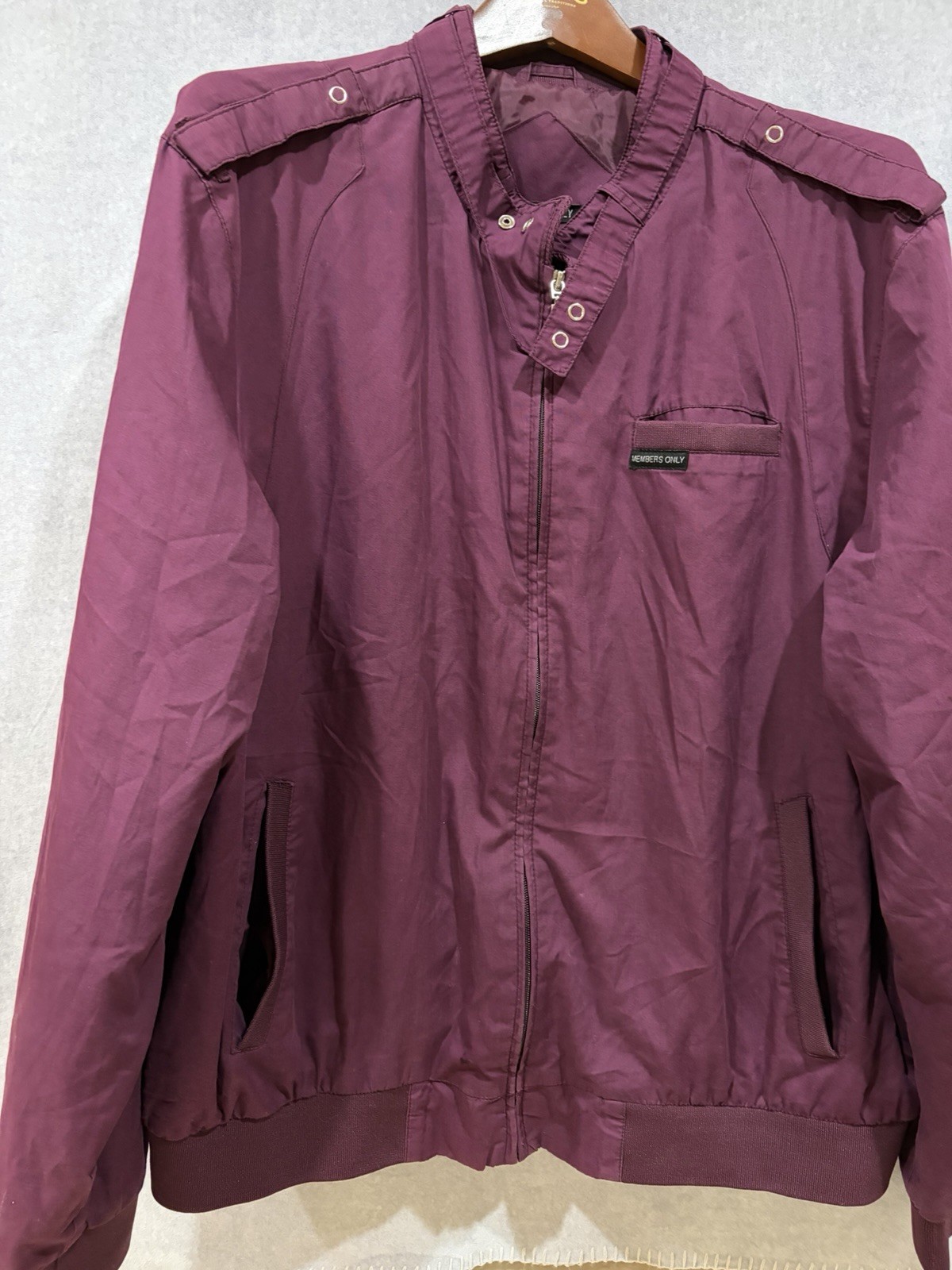 Vtg 80s MEMBERS ONLY Iconic Racer Jacket Burgundy  Retro. Size 3XL (see notes)