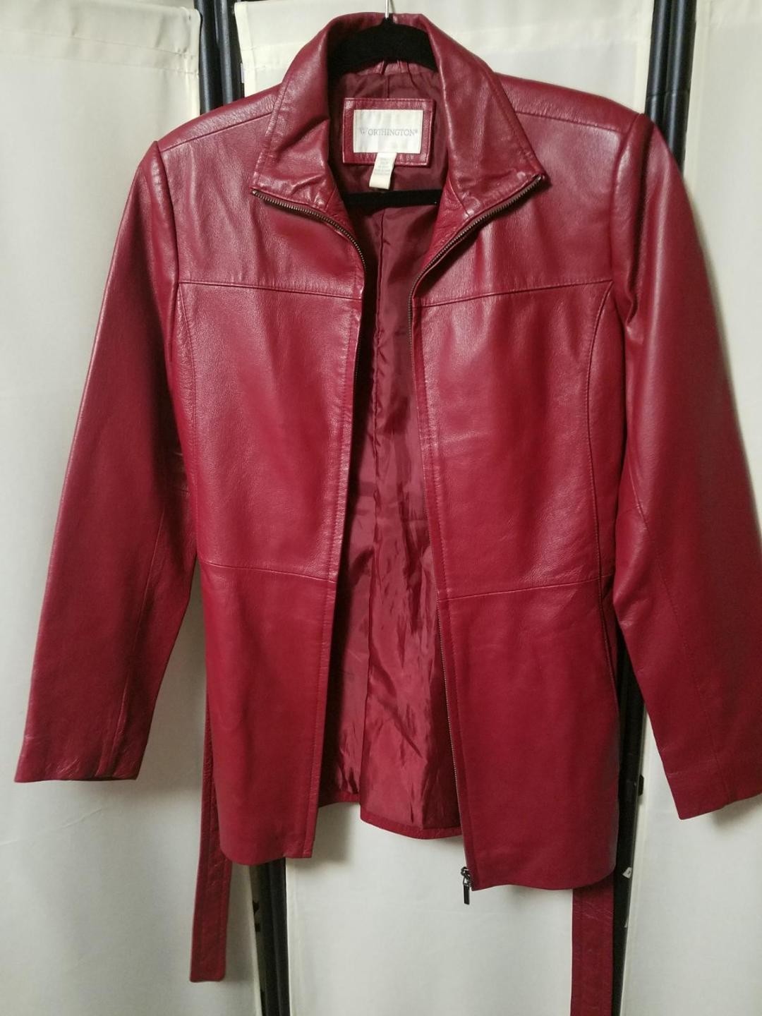 Worthington Vintage Red  100% Genuine Leather Jacket