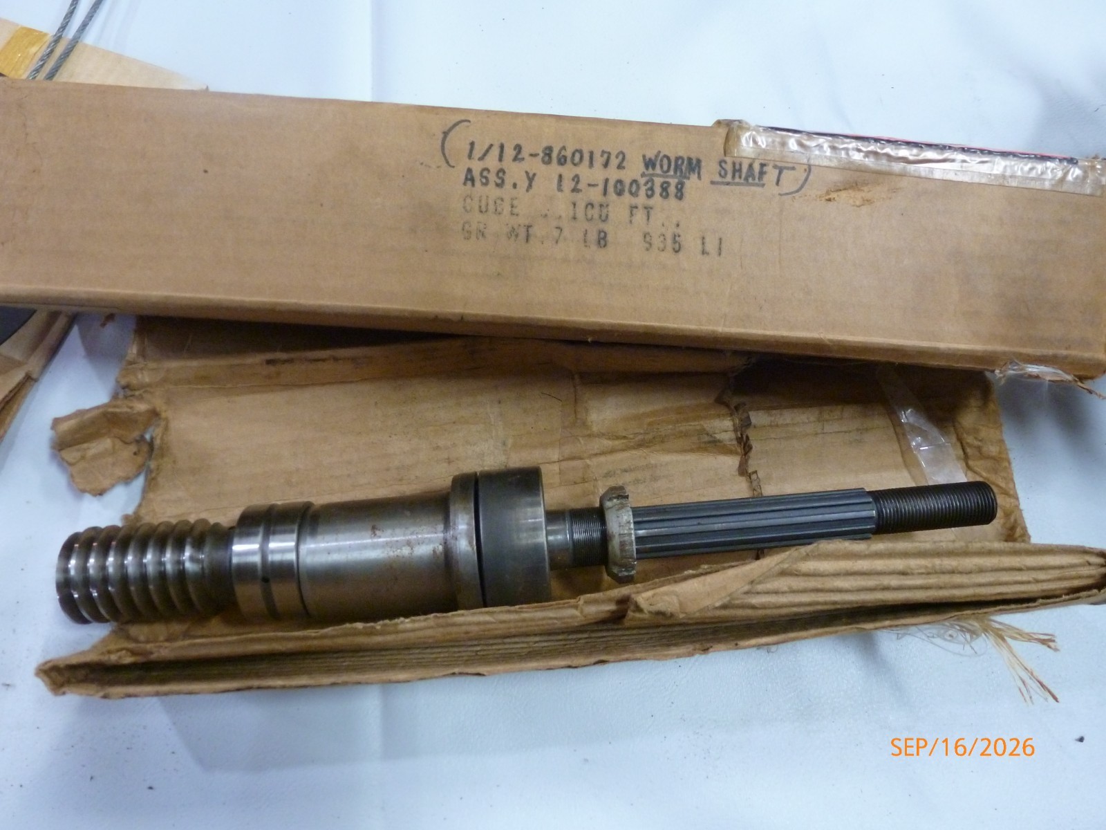 Brunswick A2 Pinsetter 60:1 Worm Shaft Assembly 12-860172-000 OEM NOS