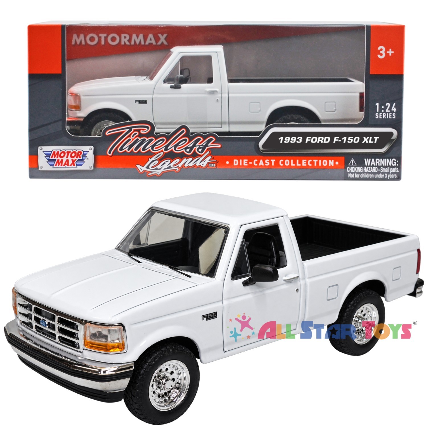 Motormax 1993 Ford F-150 XLT Pickup Truck WHITE 1:24 Diecast Model 79397 Motormax 1993 Ford F-150 XLT Pickup Truck WHITE 1:24 Diecast Model 79397