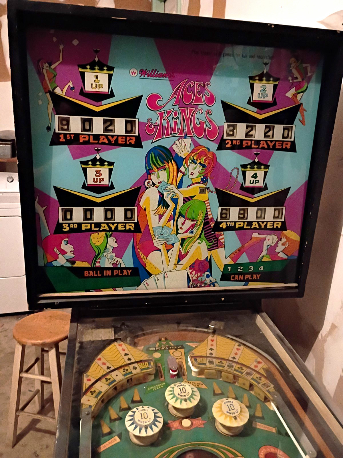 Williams Aces & Kings Pinball Machine 4-Player Vintage Arcade Williams Aces & Kings Pinball Machine 4-Player Vintage Arcade