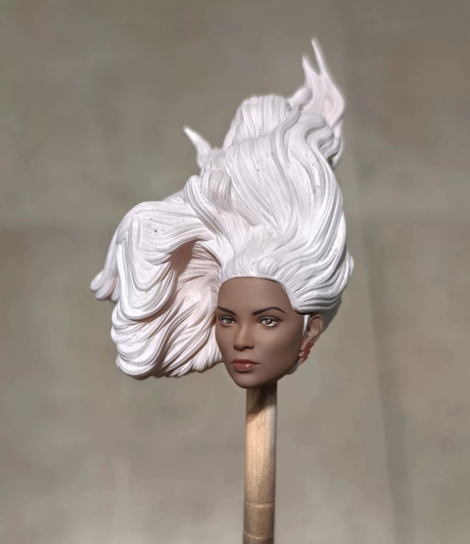 1/12 Painted Storm Girl Mutant Ororo Comic Head Carved Fit 6\'\' ML Action Figure