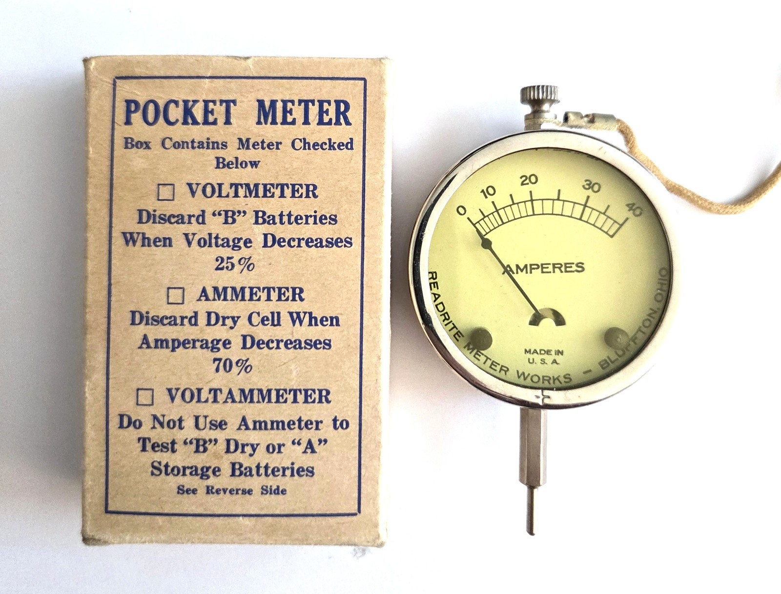Readrite Meter Works - Pocket Ammeter - Untested Readrite Meter Works - Pocket Ammeter - Untested