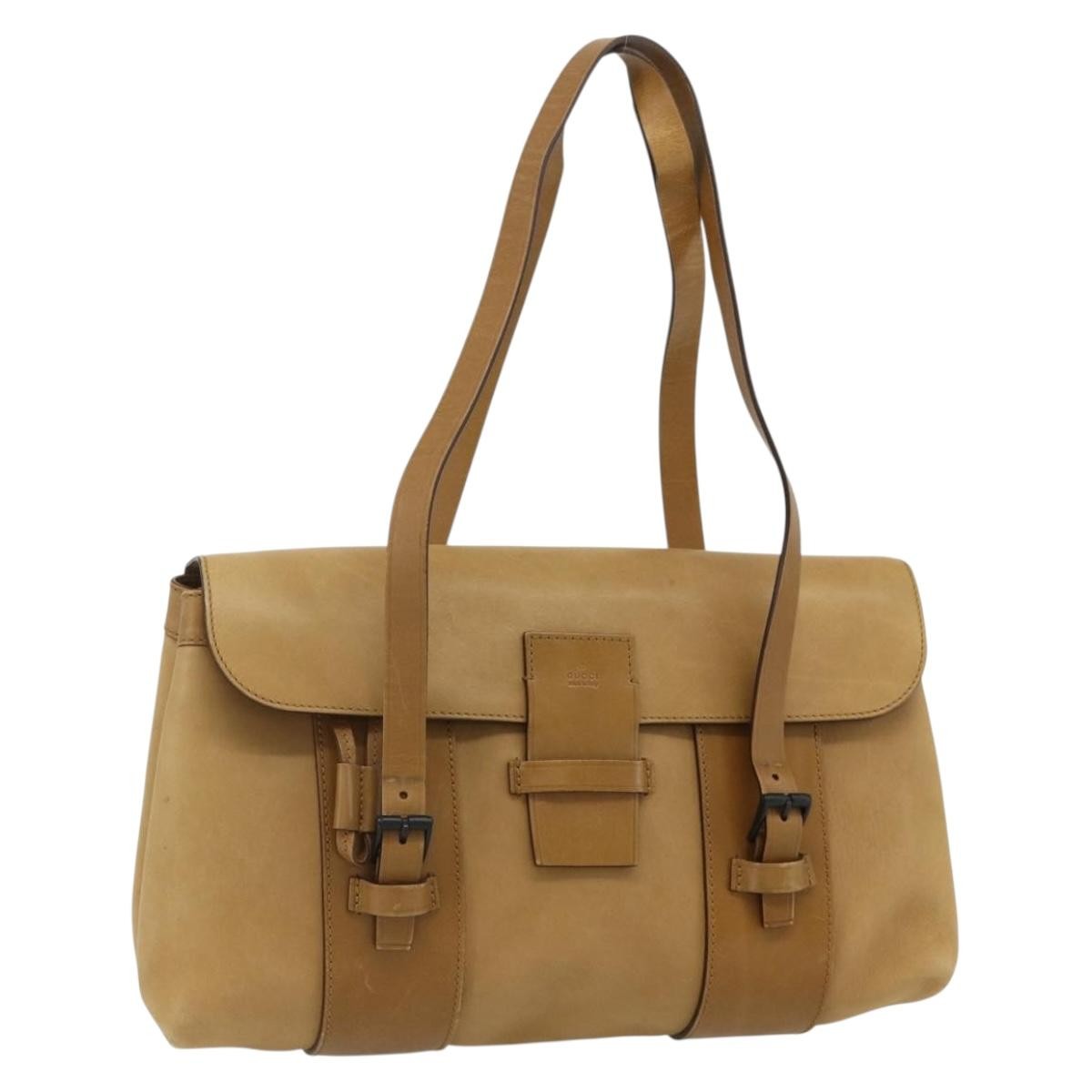 GUCCI Hand Bag Leather Beige 101287 Auth 177601