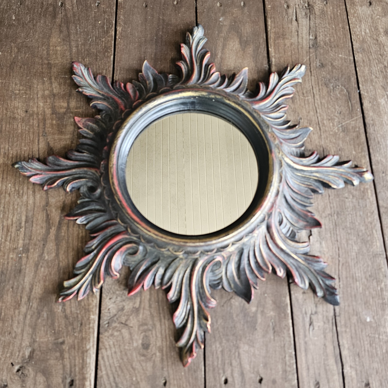 Vintage Euromarchi Hand Painted Sunburst Mirror Italy