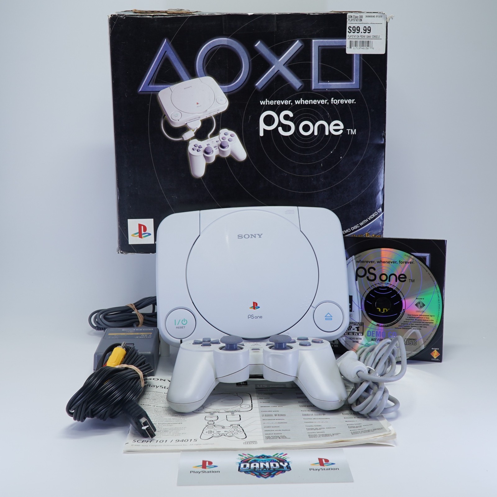 PS1 Console Slim PSOne In Box W/ Controller + Cables | Sony Playstation - Tested