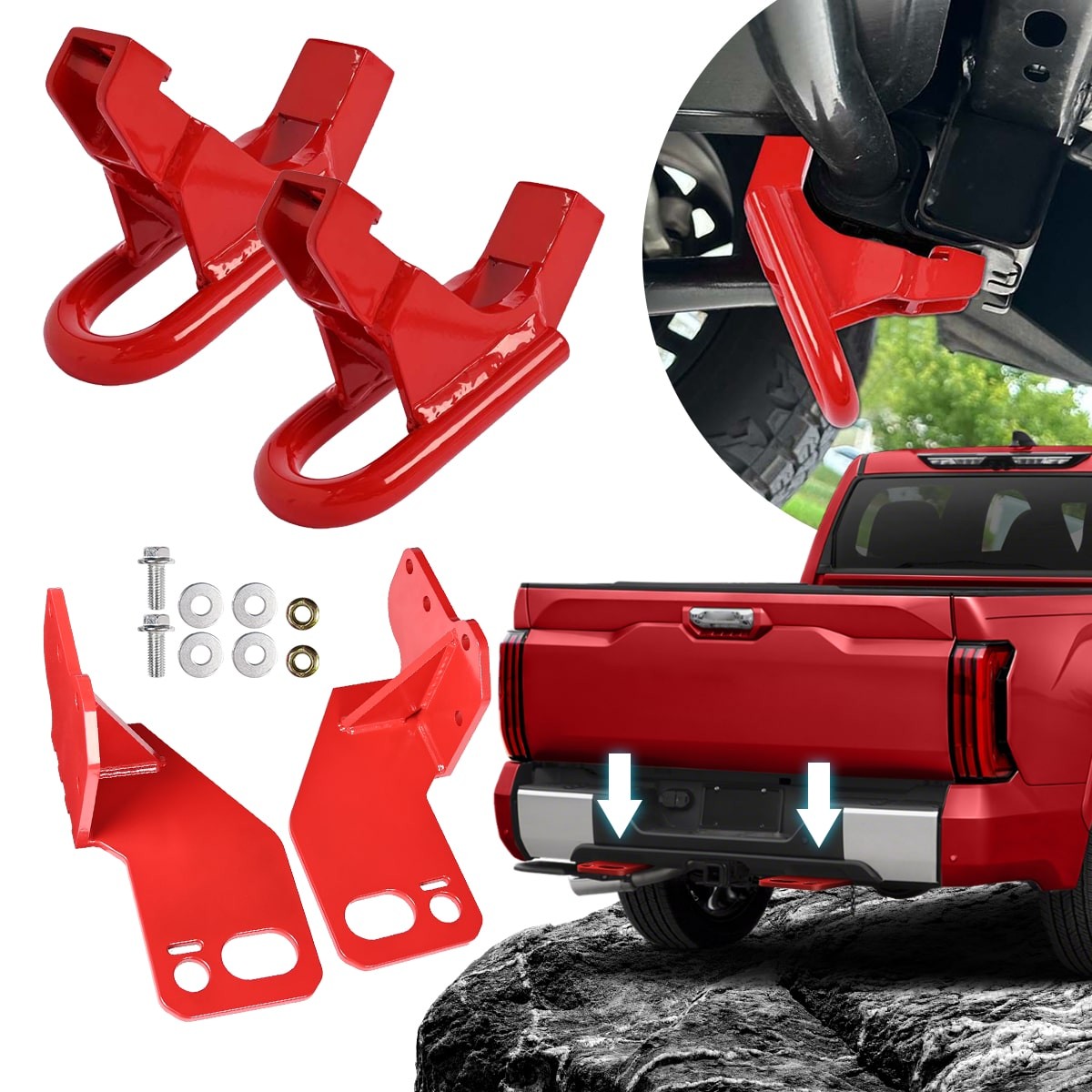 4PCS Off-Road Front Rear Recovery Point Tow Hook For Tundra TRD SR5 2022-2026