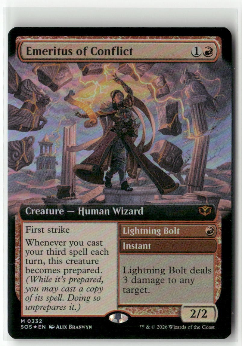 MTG Emeritus of Conflict (Extended Art) M Secrets of Strixhaven 332 Foil NM