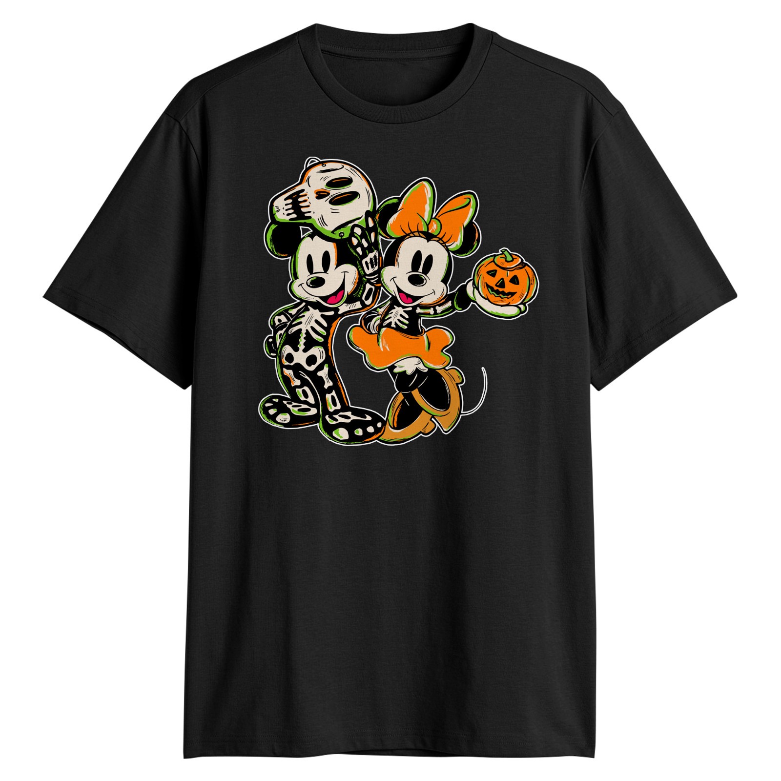 Disney Mickey and Minnie Mouse Skeleton Halloween Men\'s Black T-Shirt New Disney Mickey and Minnie Mouse Skeleton Halloween Men\'s Black T-Shirt New