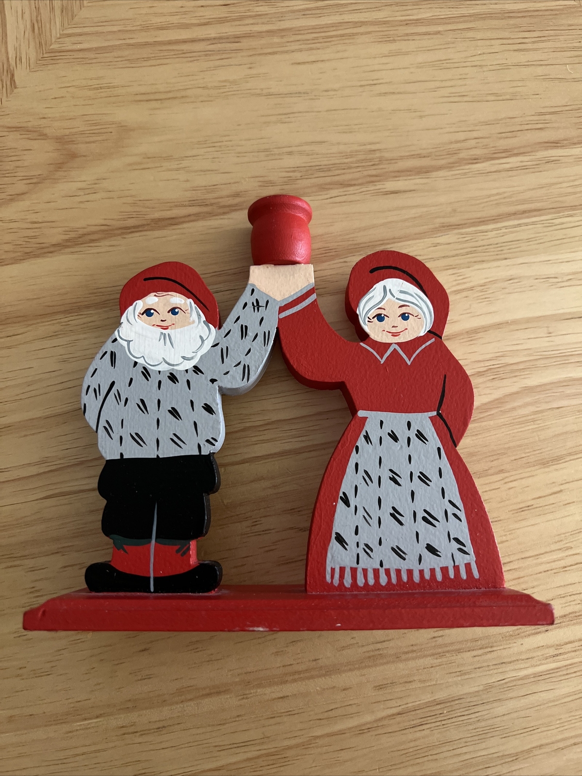VTG Aja Tra Sweden Taper Candle Holder Man Woman Figures