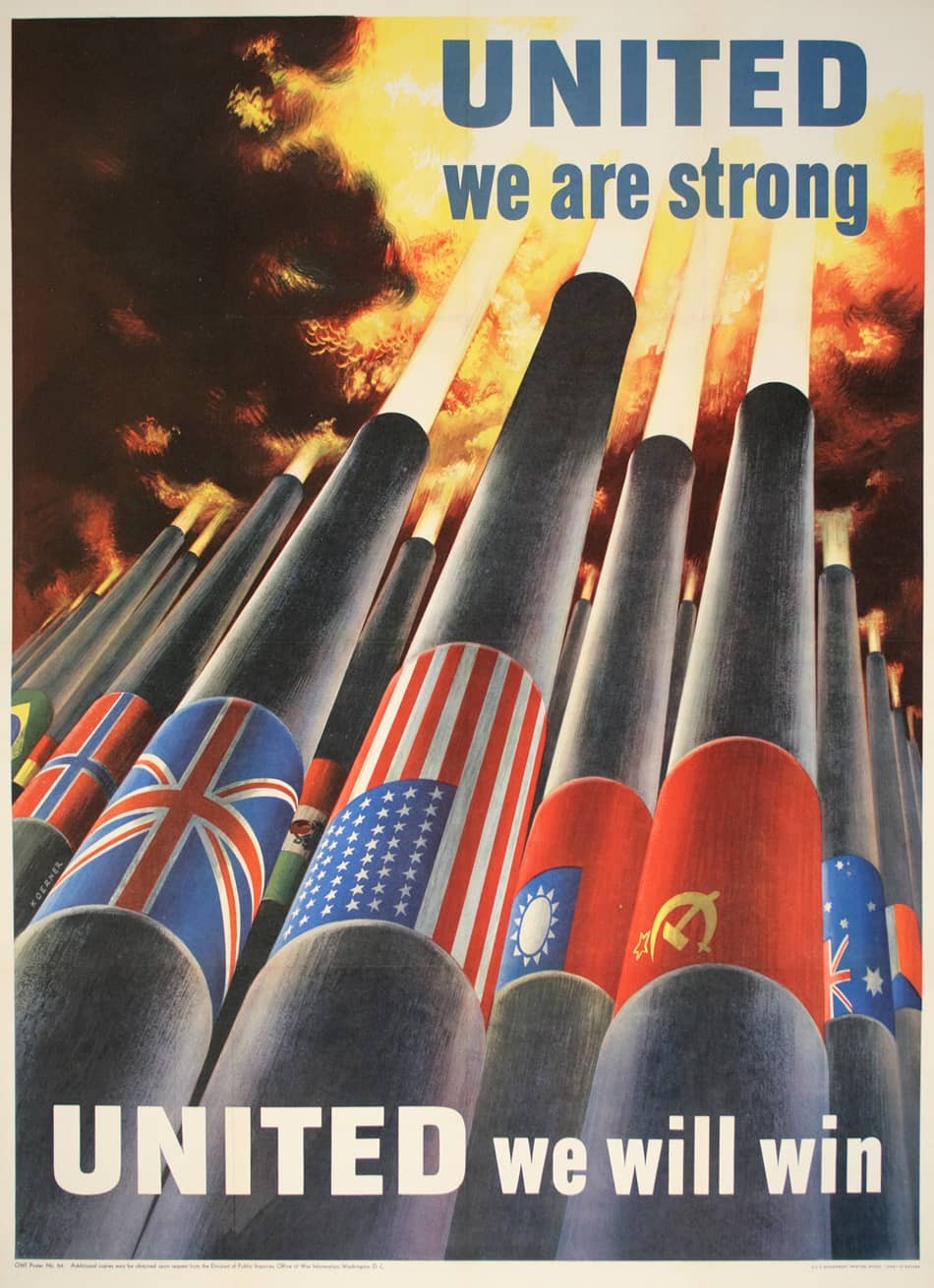 Original Vintage WWII Poster United We are Strong by Henry Koerner 1943 Original Vintage WWII Poster United We are Strong by Henry Koerner 1943