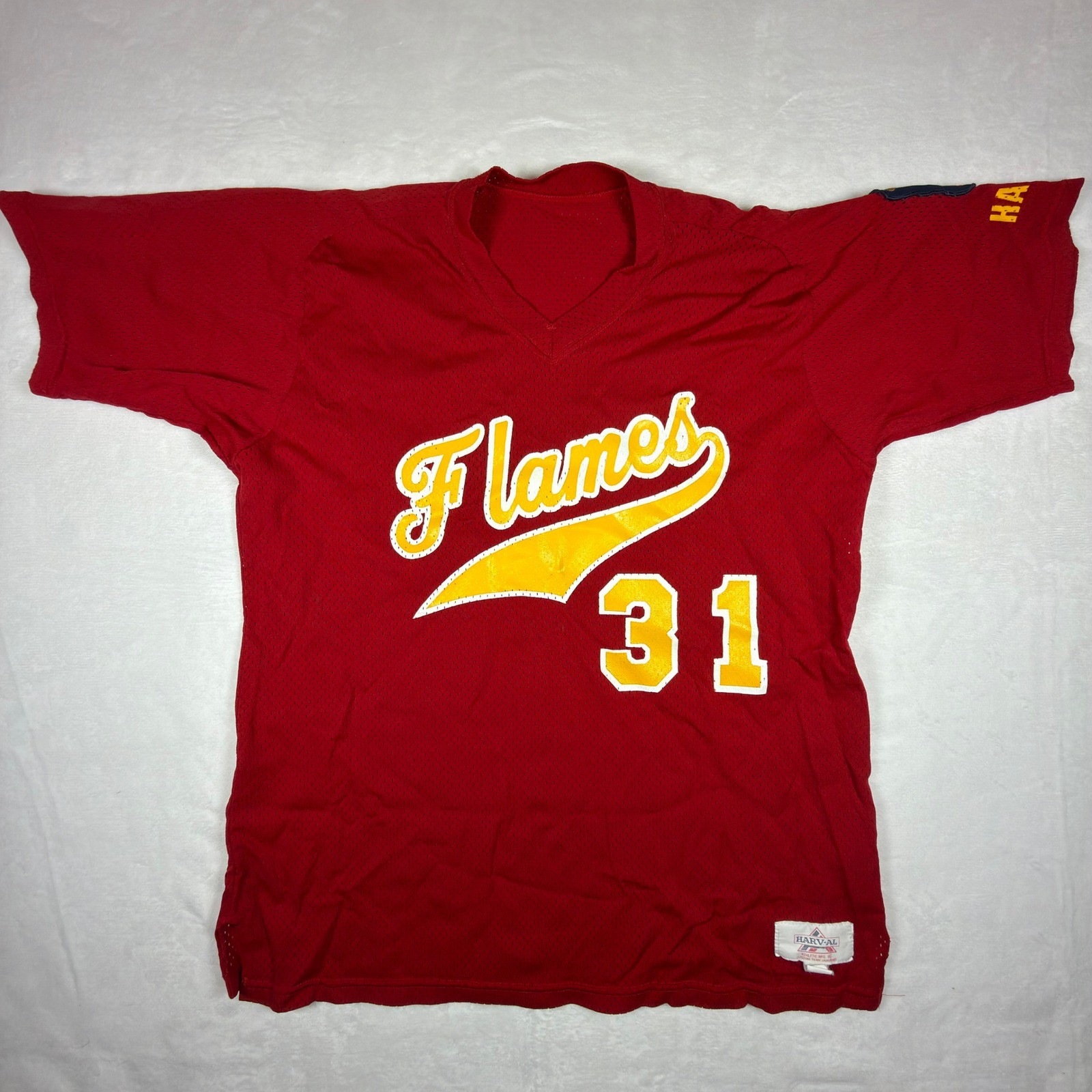 Vintage Harv-Al Baseball Jersey Hanford Flames XL Red Mesh Washington State