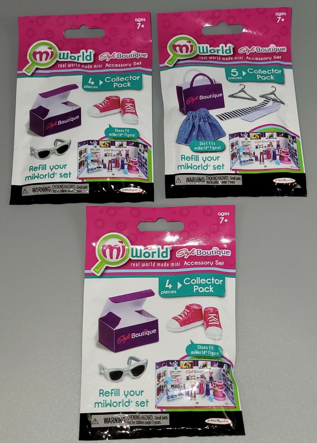Mi World Collector Pack Style Boutique Accessory Set Bag COMPLETE LOT 3 SETS Mi World Collector Pack Style Boutique Accessory Set Bag COMPLETE LOT 3 SETS