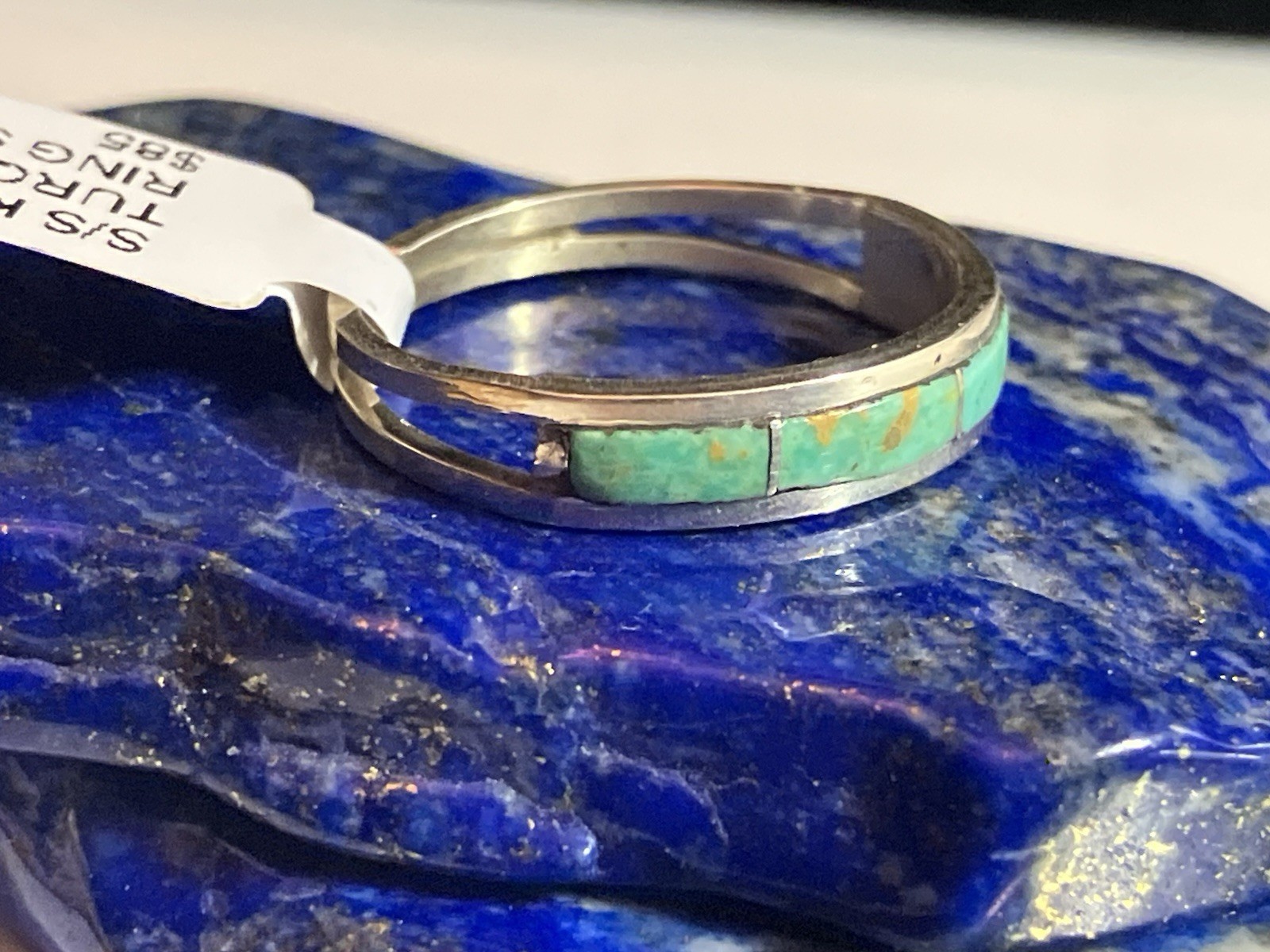 CJ Kyle Handmade Sterling Silver Kingman Turquoise Navajo Inlay Band Ring 7.5 CJ Kyle Handmade Sterling Silver Kingman Turquoise Navajo Inlay Band Ring 7.5