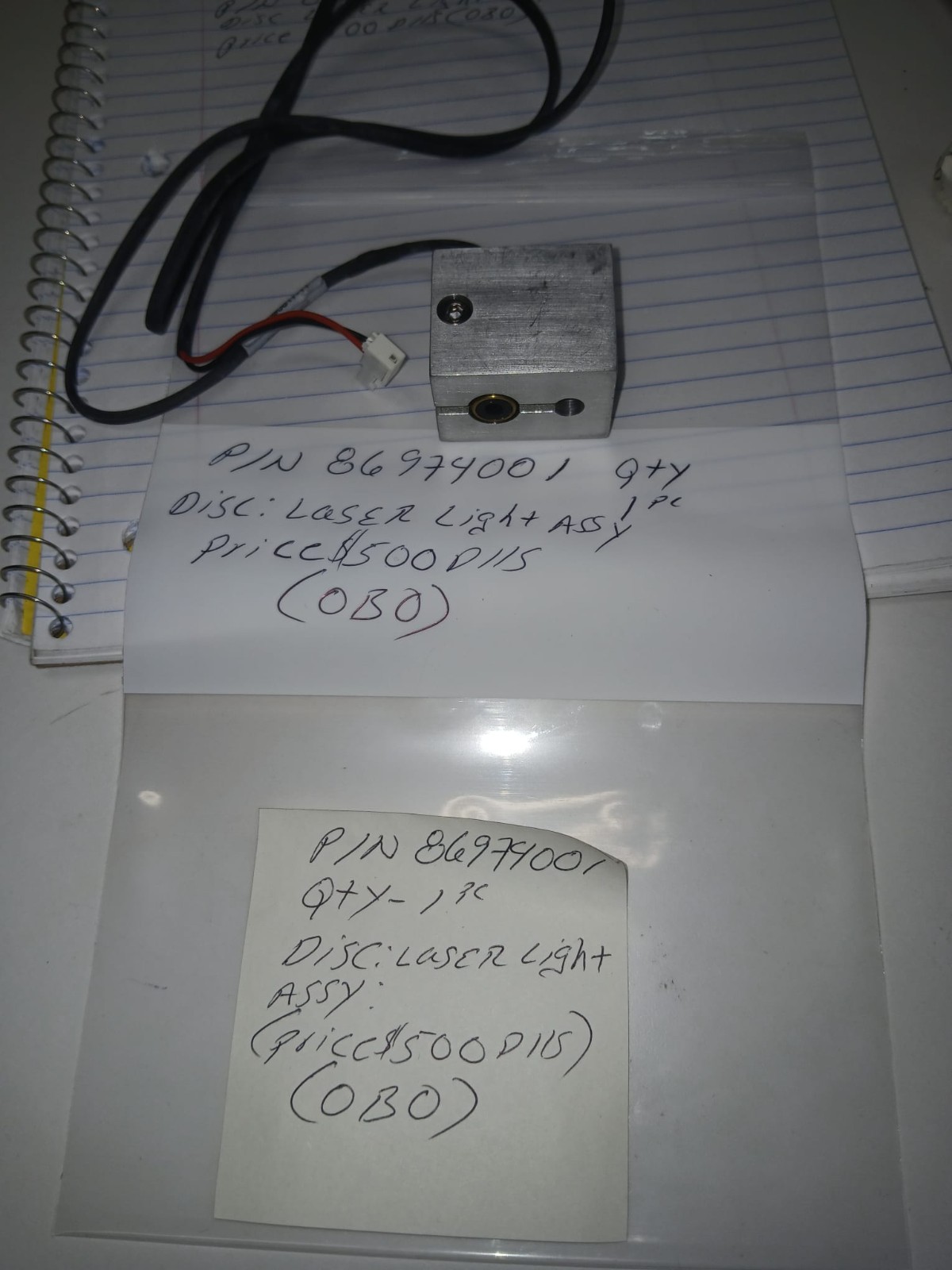 Gerber Cutter Laser Light Alignment Assembly P/N 86974001 Genuine OEM
