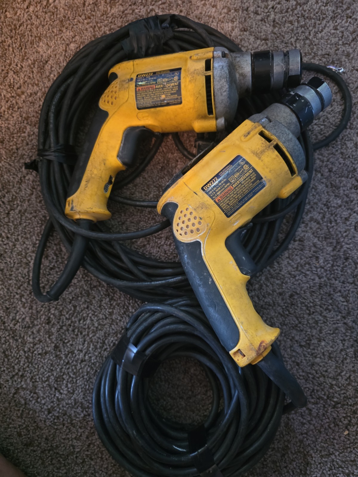 Lot of 2 DEWALT DW272 Drywall Screw Guns 4000 RPM Long Cord Tested Working