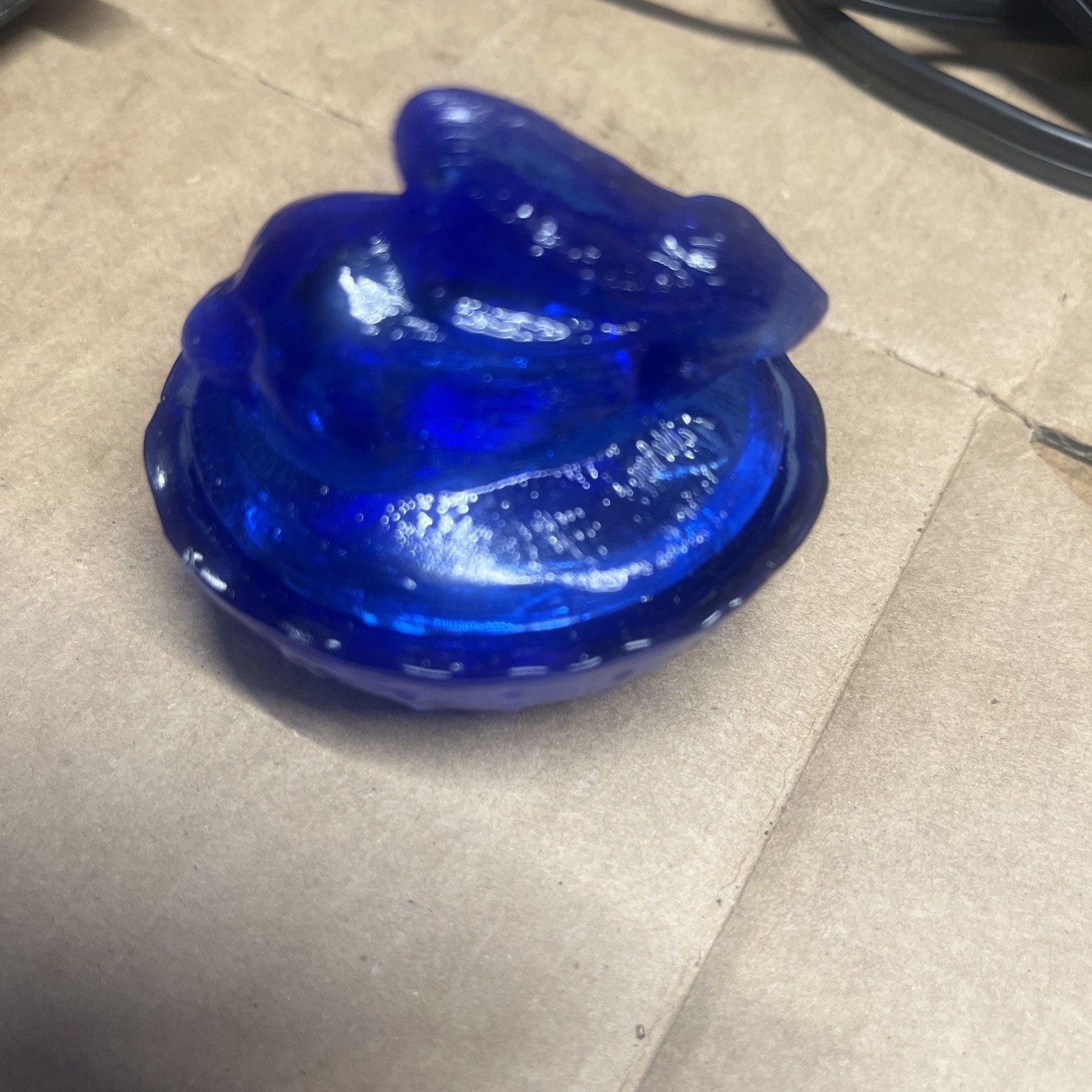 Vintage MCM Cobalt Blue Viking Glass Mini Bunny On Nest Vintage MCM Cobalt Blue Viking Glass Mini Bunny On Nest