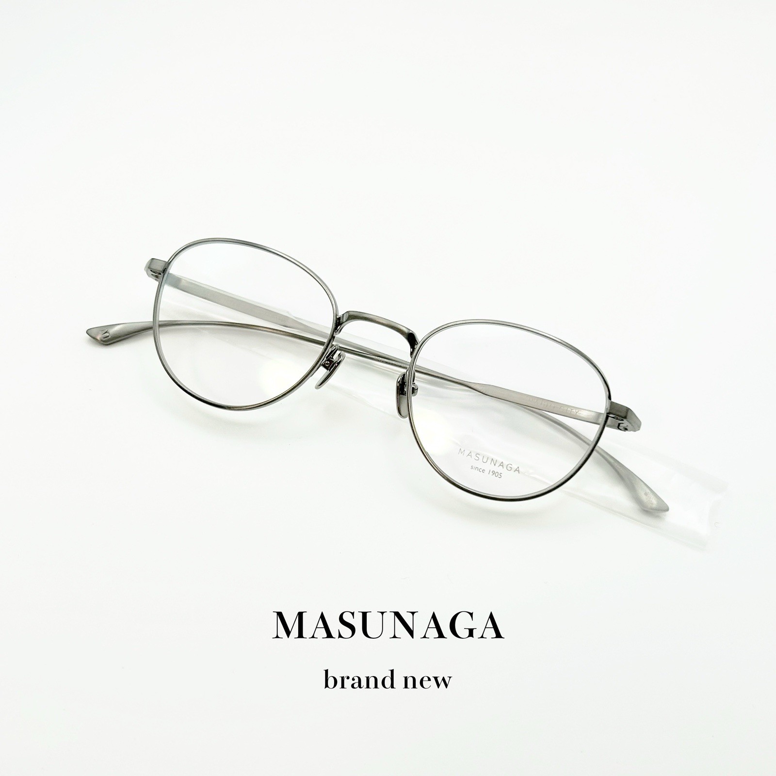 MASUNAGA RADIO CITY Silver Titanium Round Eyeglasses 47-21-145 Japan New