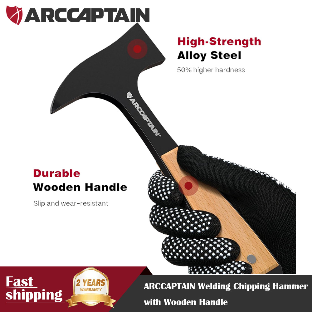 2026 ARCCAPTAIN Welding Chipping Hammer with Wooden Handle, 14 oz Slag Hammer