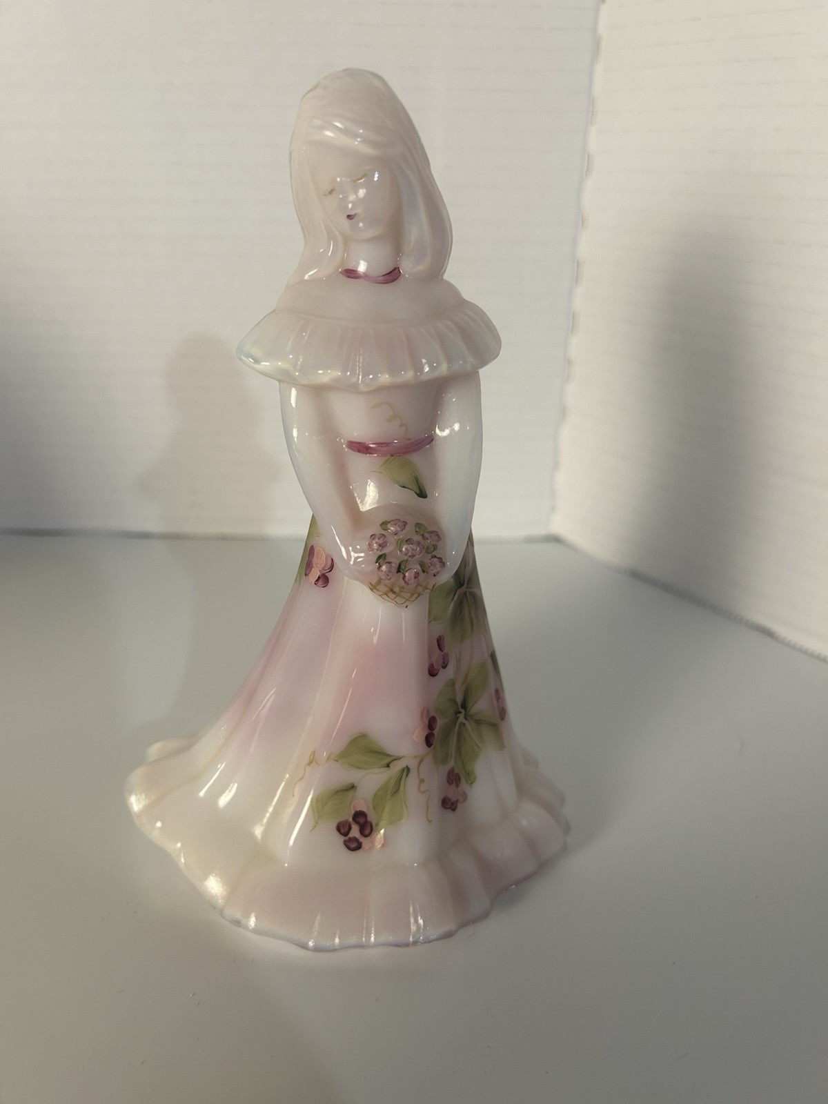 Fenton Bridesmaid Doll - Art Glass Figurine. Hand Painted And Signed S Fenton