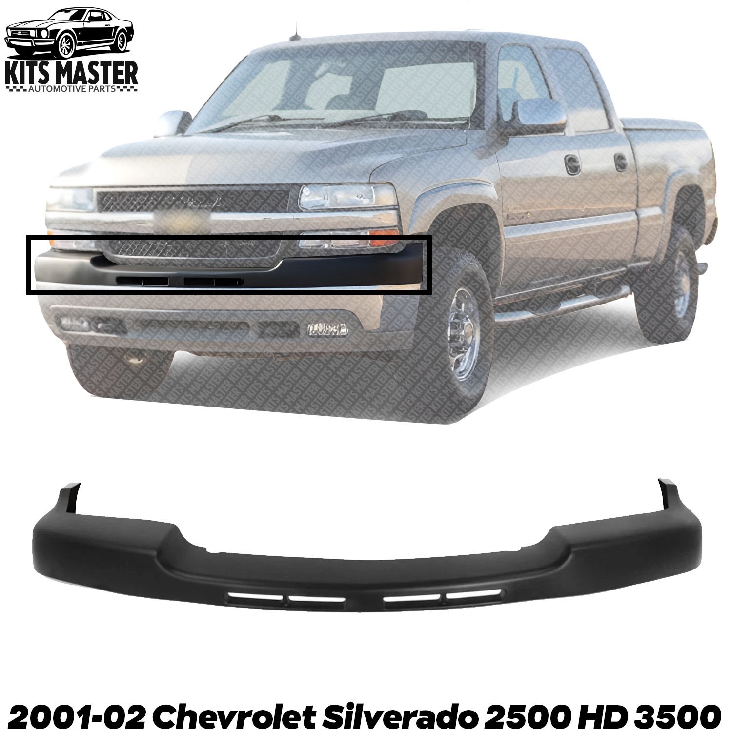 Front Bumper Upper Cover Textured For 2001-02 Chevrolet Silverado 2500 HD 3500