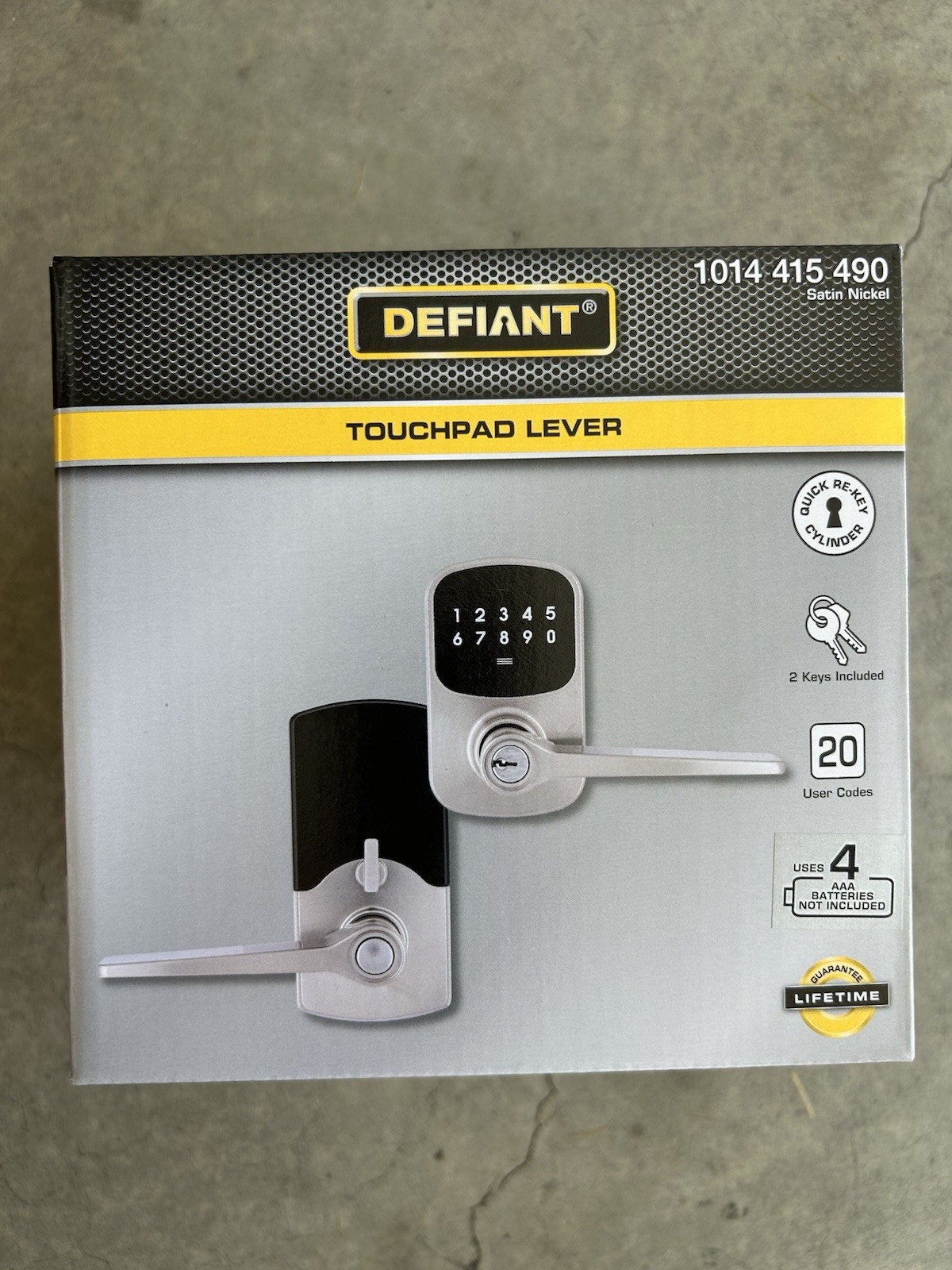 Defiant Touchpad Keyed Entry Door Handle Lever Satin Nickel 1014 415 490